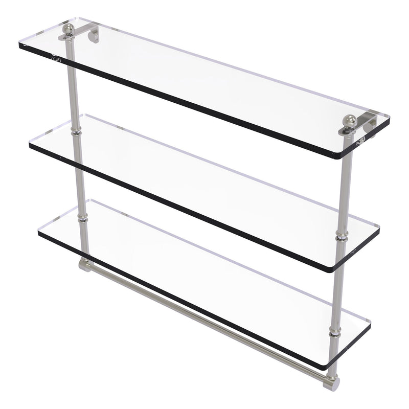 Triple Tiered Glass Shelf with Integrated Towel Bar