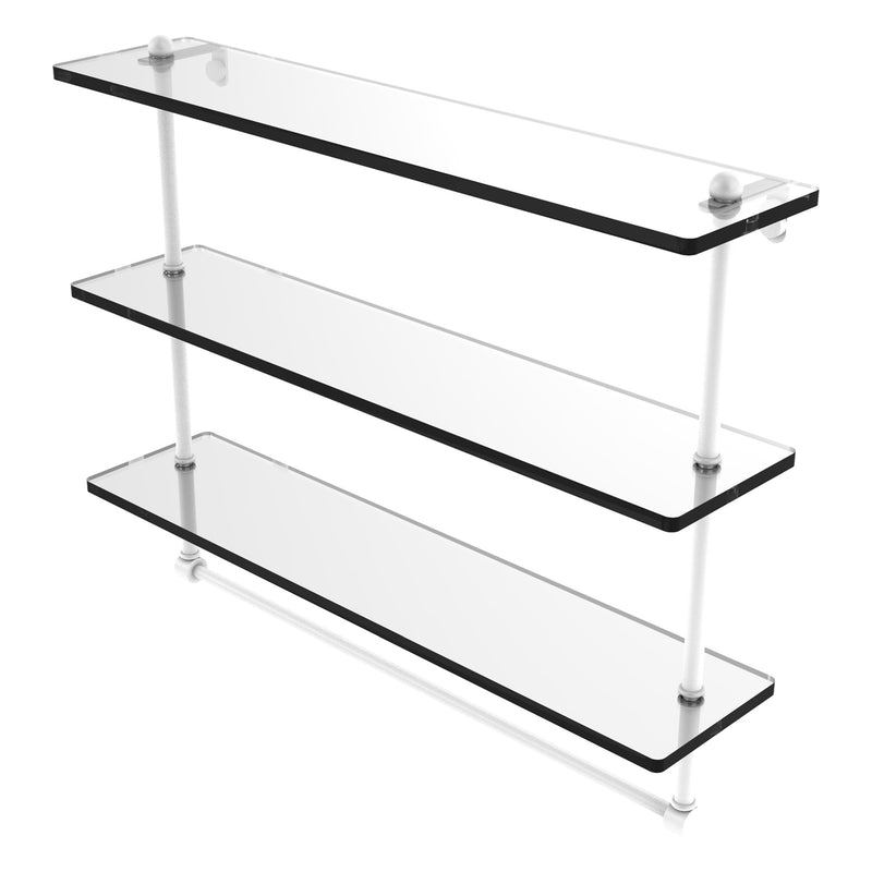 Triple Tiered Glass Shelf with Integrated Towel Bar