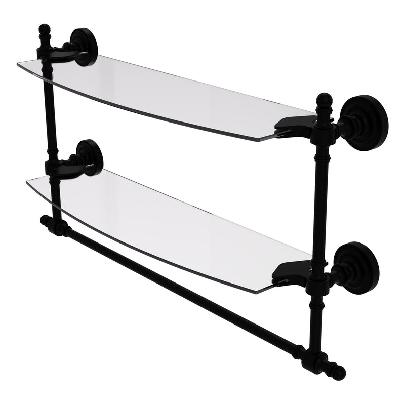 Retro Dot Collection Two Tiered Glass Shelf with Integrated Towel Bar