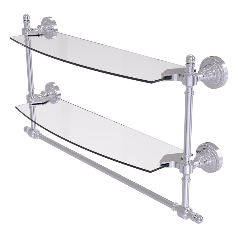 Retro Dot Collection Two Tiered Glass Shelf with Integrated Towel Bar