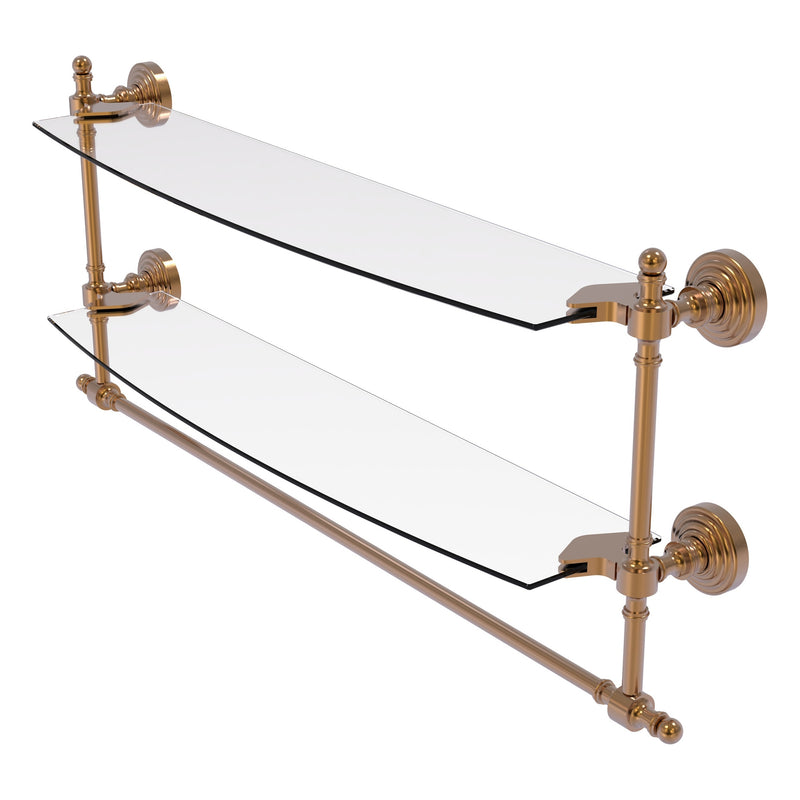 Retro Wave Collection Two Tiered Glass Shelf with Integrated Towel Bar