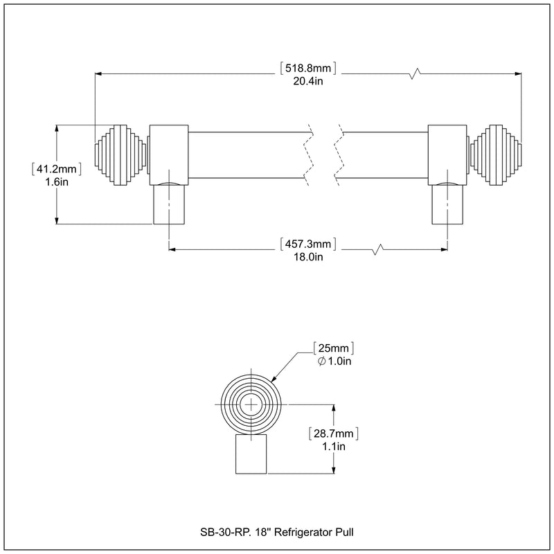 18 Inch Refrigerator Pull