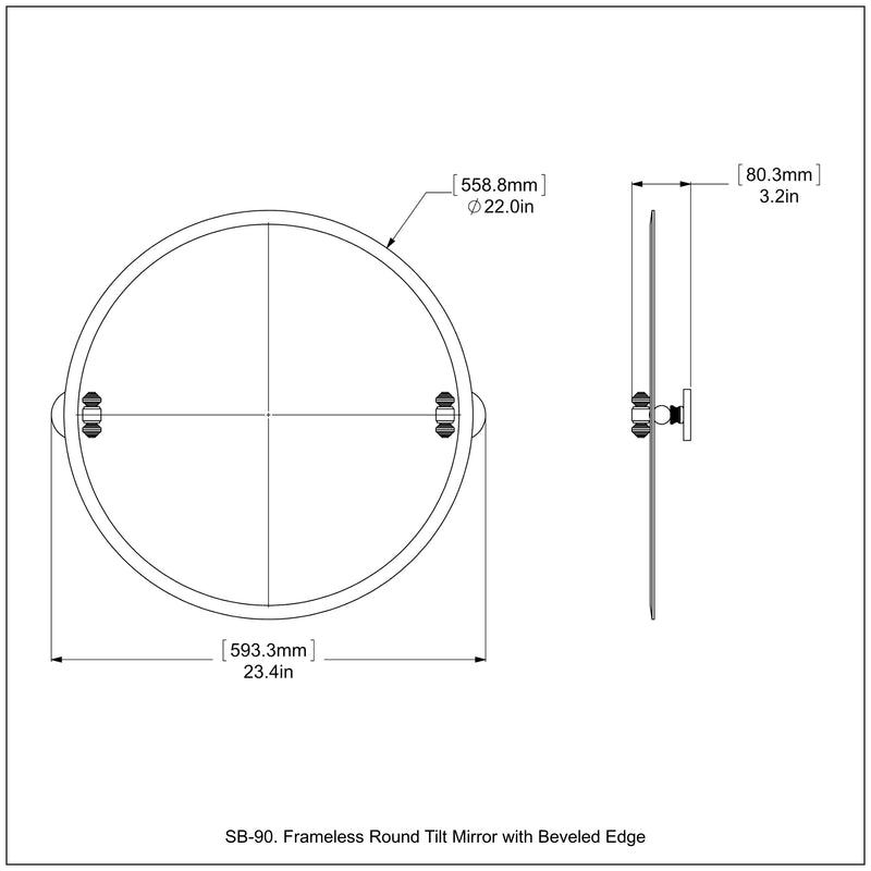 Frameless Round Tilt Mirror with Beveled Edge