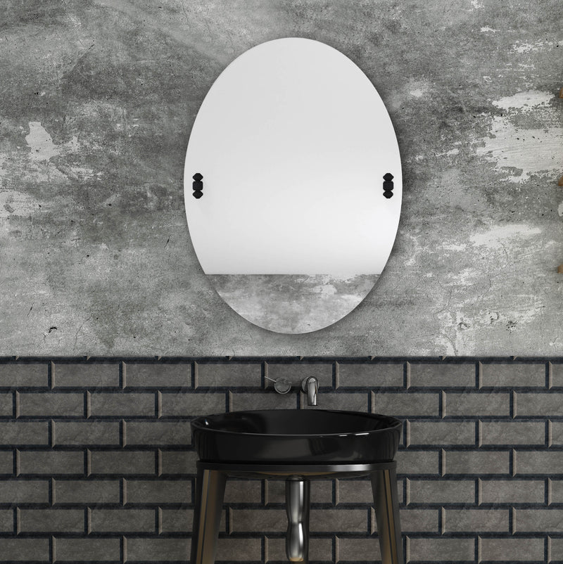 Frameless Oval Tilt Mirror with Beveled Edge