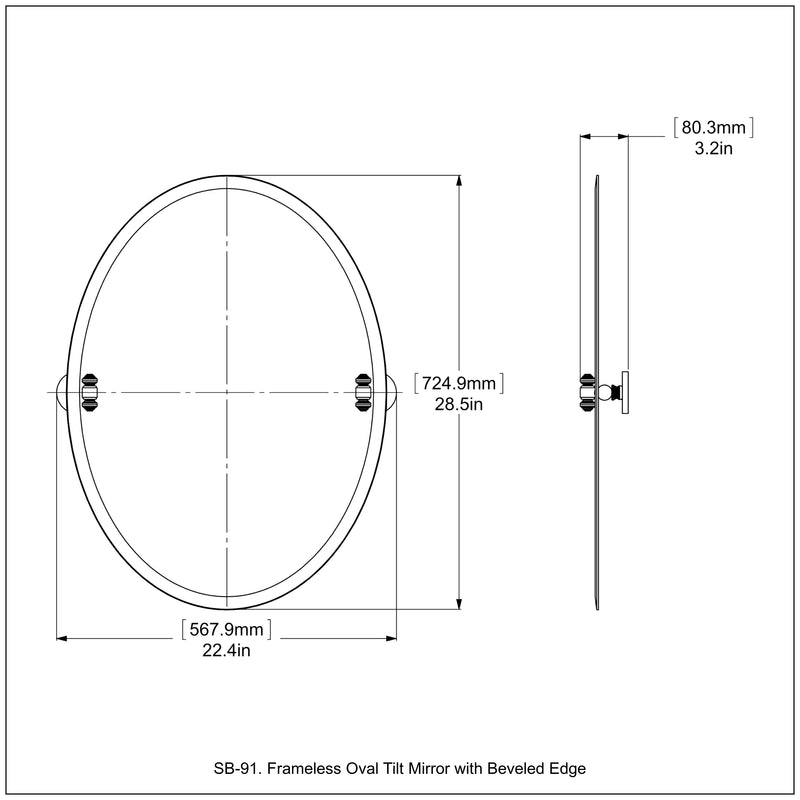 Frameless Oval Tilt Mirror with Beveled Edge