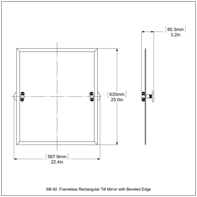 Frameless Rectangular Tilt Mirror with Beveled Edge