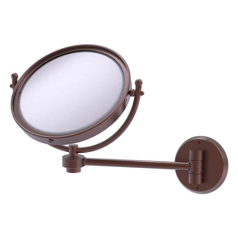 8 Inch Wall Mounted Make-Up Mirror with Grooved Accents