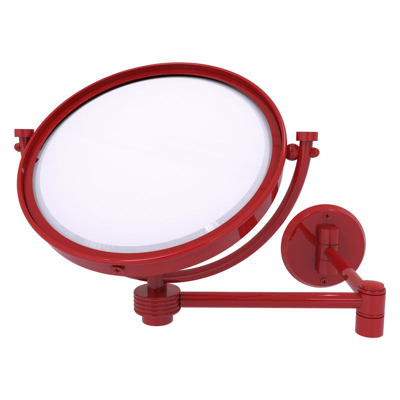 8 Inch Wall Mounted Extending Make-Up Mirror with Grooved Accents