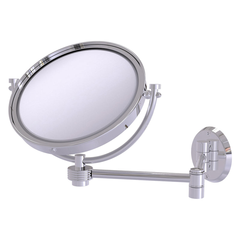 8 Inch Wall Mounted Extending Make-Up Mirror with Grooved Accents