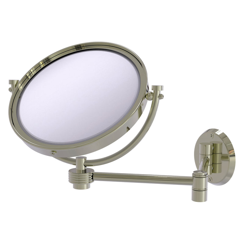 8 Inch Wall Mounted Extending Make-Up Mirror with Grooved Accents