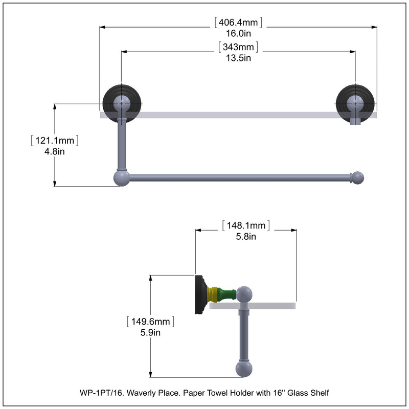 Waverly Place Collection Paper Towel Holder with Glass Shelf