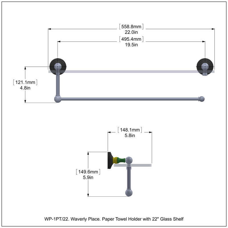 Waverly Place Collection Paper Towel Holder with Glass Shelf