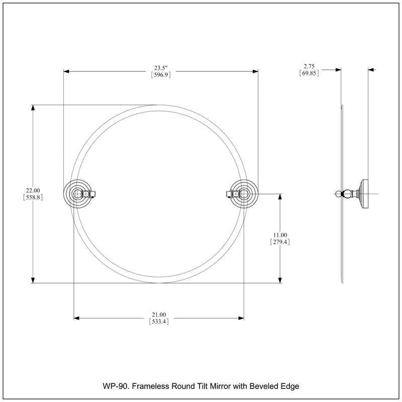 Frameless Round Tilt Mirror with Beveled Edge