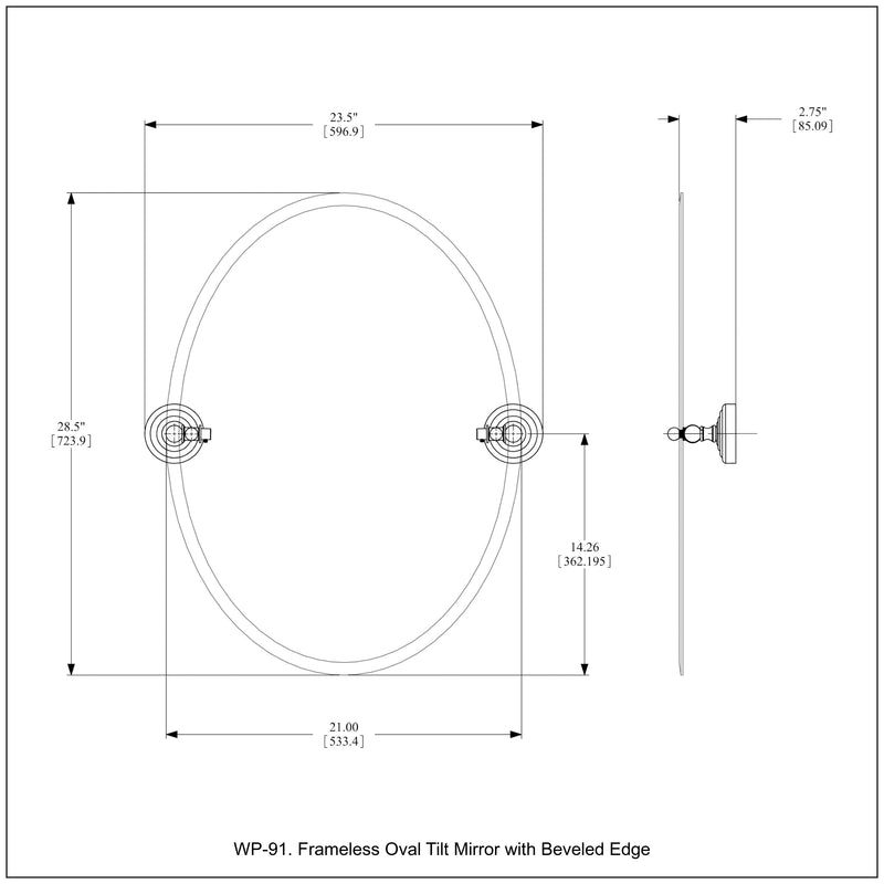 Frameless Oval Tilt Mirror with Beveled Edge