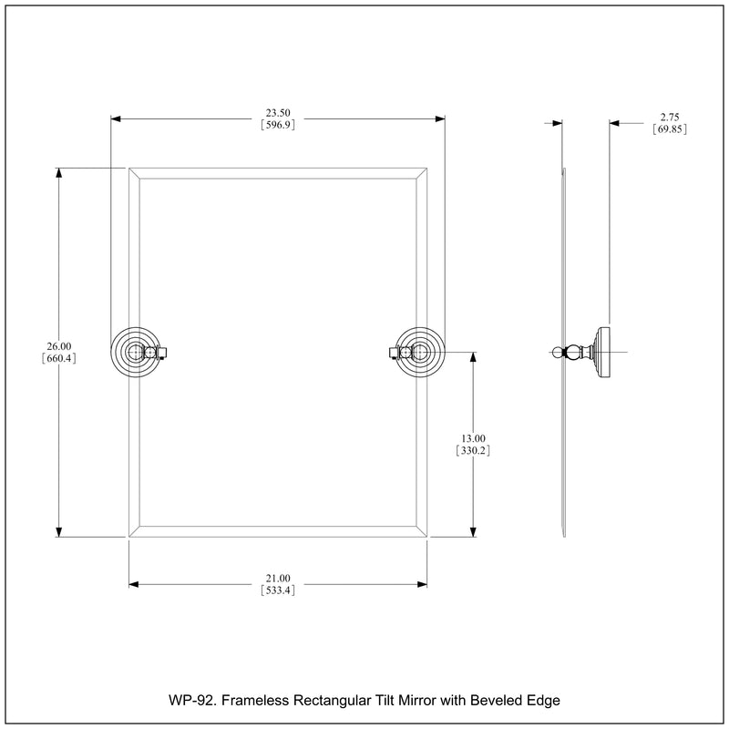 Frameless Rectangular Tilt Mirror with Beveled Edge