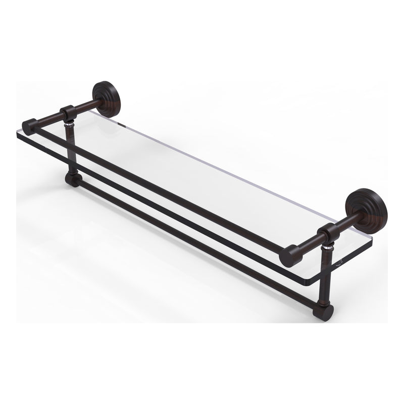 Waverly Place Collection Gallery Rail Glass Shelf with Towel Bar