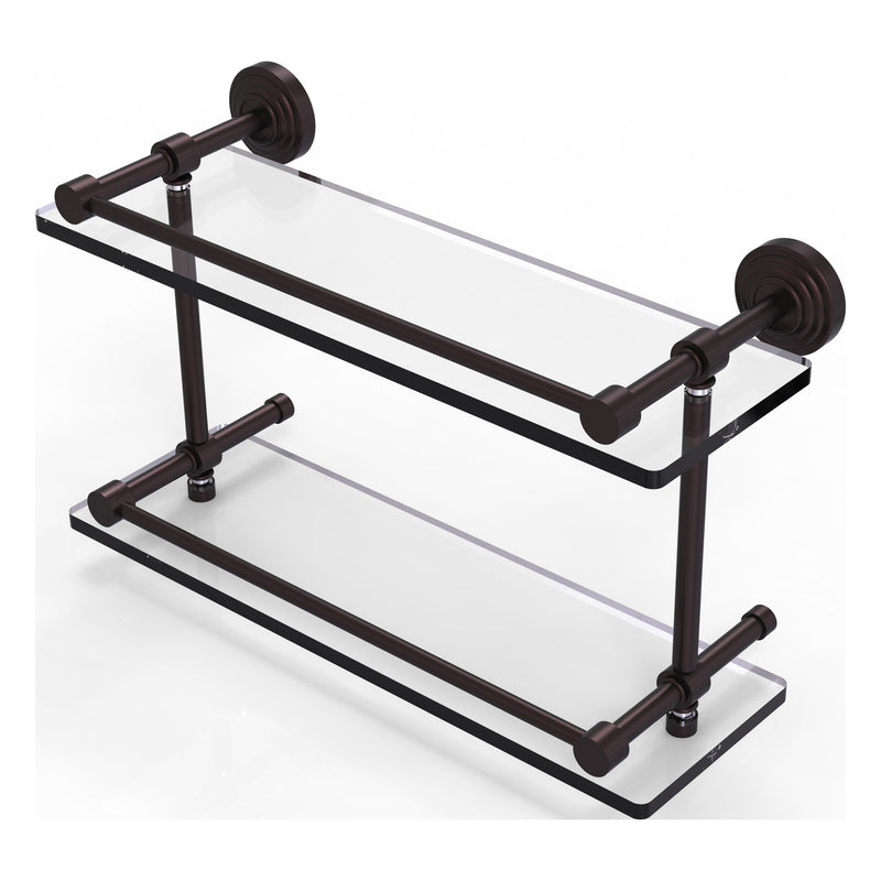 Waverly Place Collection Double Glass Shelf with Gallery Rail