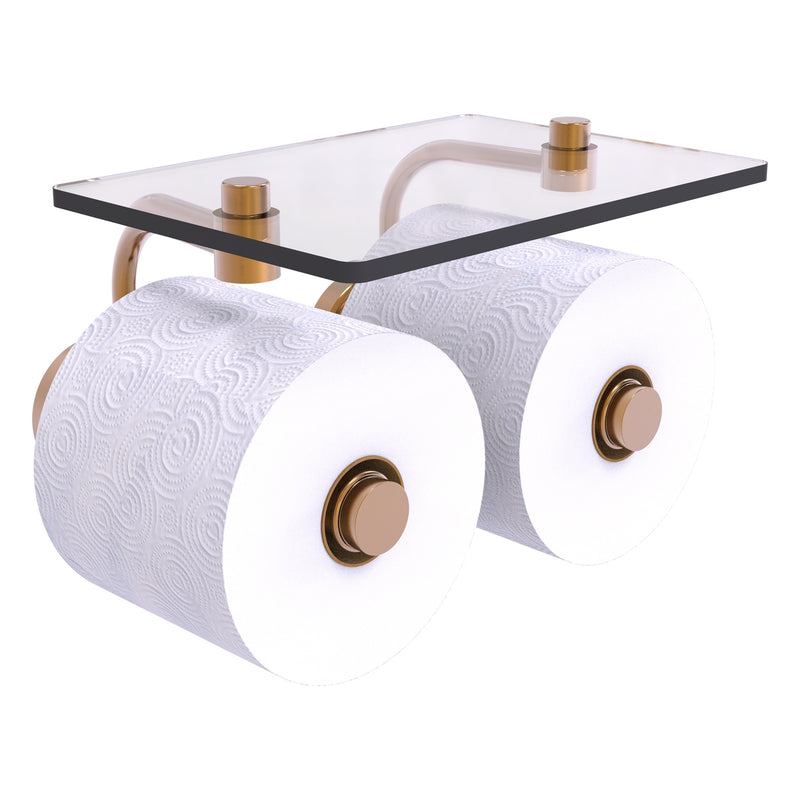 Waverly Place Collection 2 Roll Toilet Paper Holder with Glass Shelf