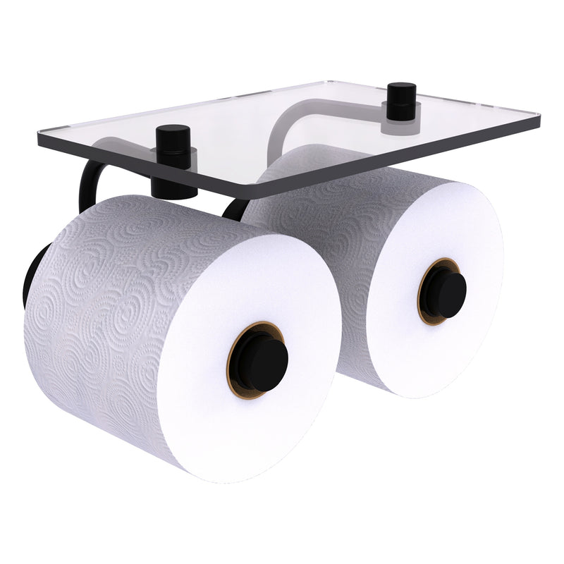 Waverly Place Collection 2 Roll Toilet Paper Holder with Glass Shelf