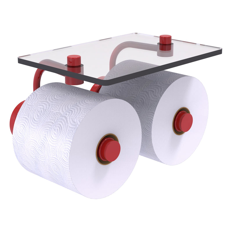 Waverly Place Collection 2 Roll Toilet Paper Holder with Glass Shelf