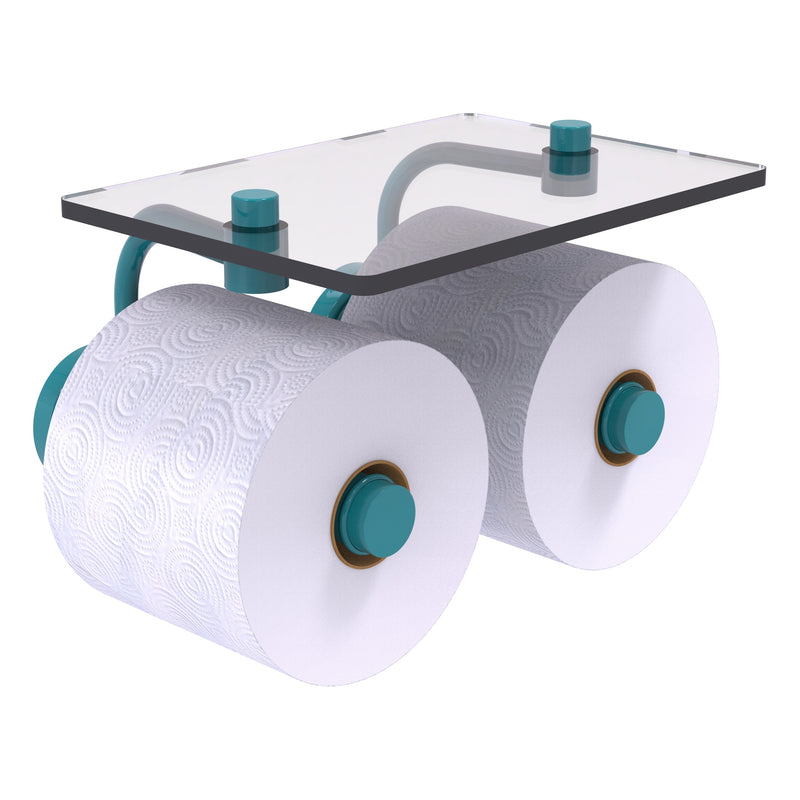 Waverly Place Collection 2 Roll Toilet Paper Holder with Glass Shelf