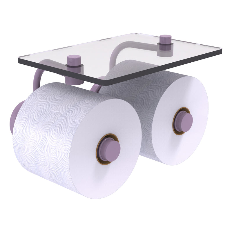 Waverly Place Collection 2 Roll Toilet Paper Holder with Glass Shelf