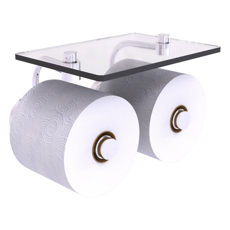 Waverly Place Collection 2 Roll Toilet Paper Holder with Glass Shelf