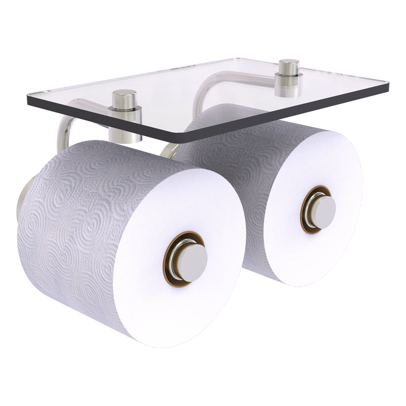 Waverly Place Collection 2 Roll Toilet Paper Holder with Glass Shelf