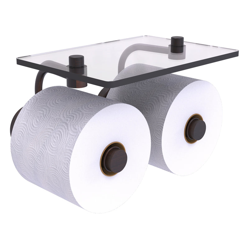 Waverly Place Collection 2 Roll Toilet Paper Holder with Glass Shelf