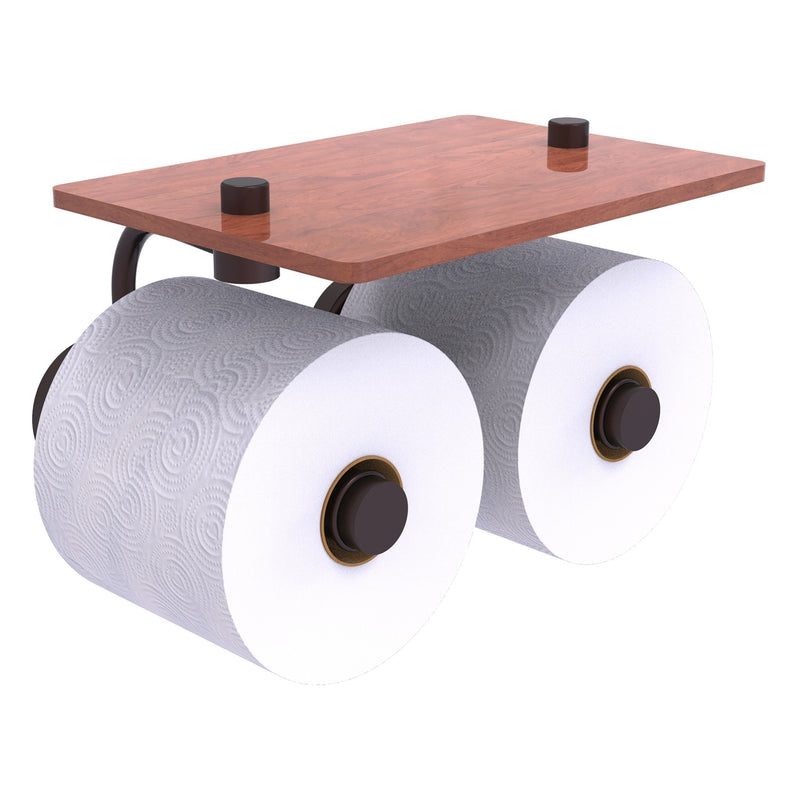 Waverly Place Collection 2 Roll Toilet Paper Holder with Wood Shelf