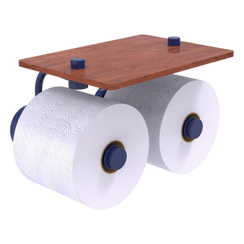 Waverly Place Collection 2 Roll Toilet Paper Holder with Wood Shelf