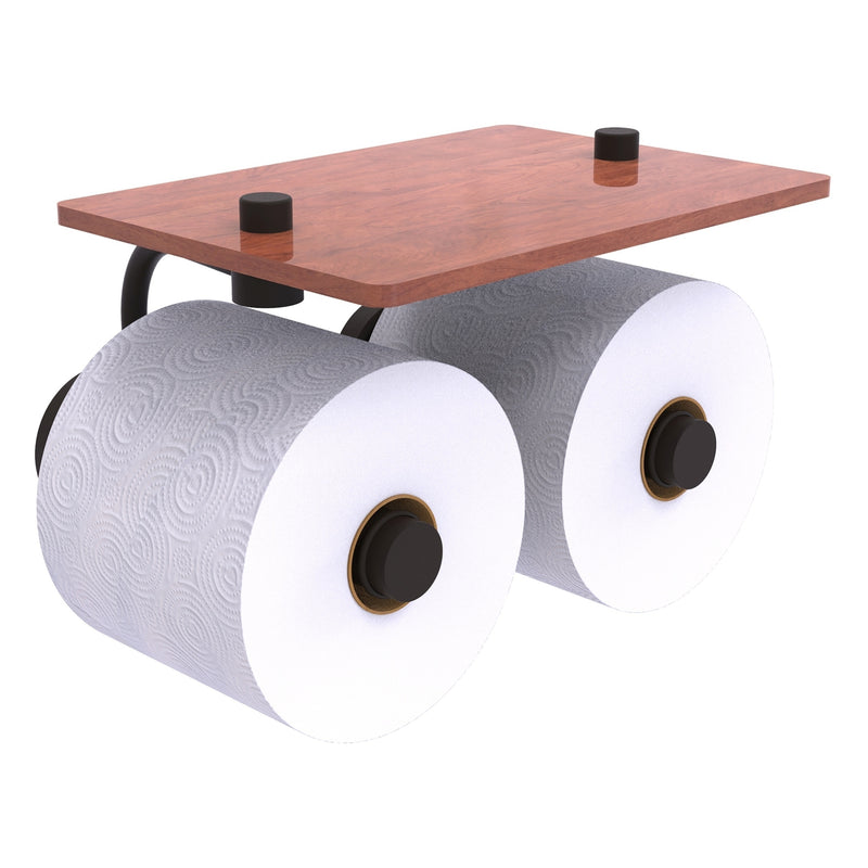 Waverly Place Collection 2 Roll Toilet Paper Holder with Wood Shelf