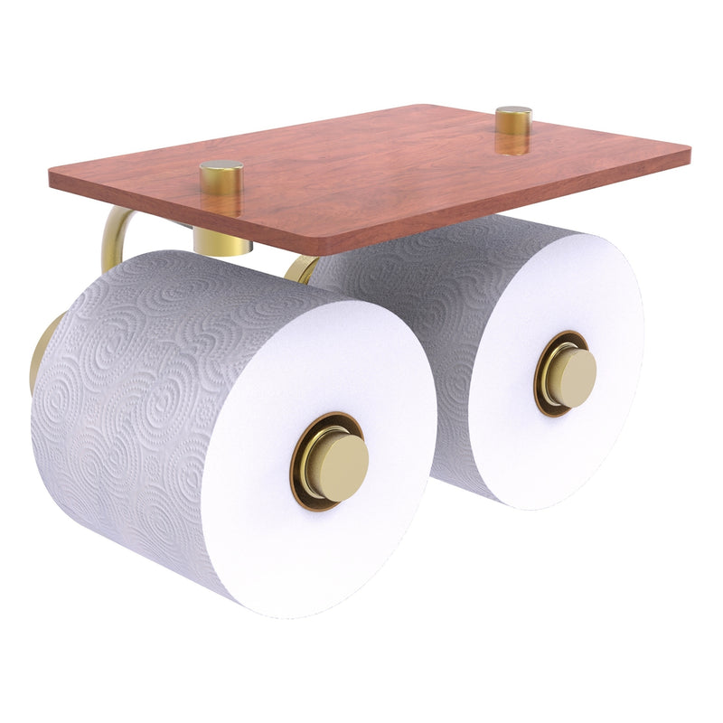 Waverly Place Collection 2 Roll Toilet Paper Holder with Wood Shelf