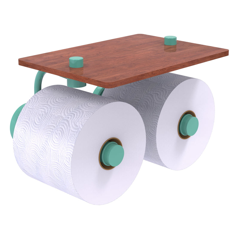 Waverly Place Collection 2 Roll Toilet Paper Holder with Wood Shelf