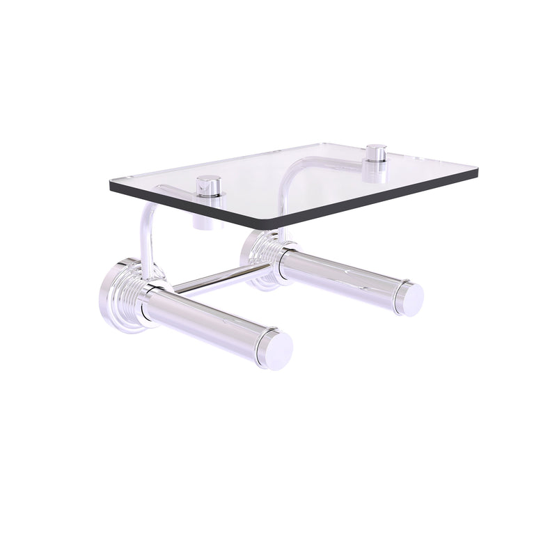 Waverly Place Collection 2 Roll Toilet Paper Holder with Glass Shelf