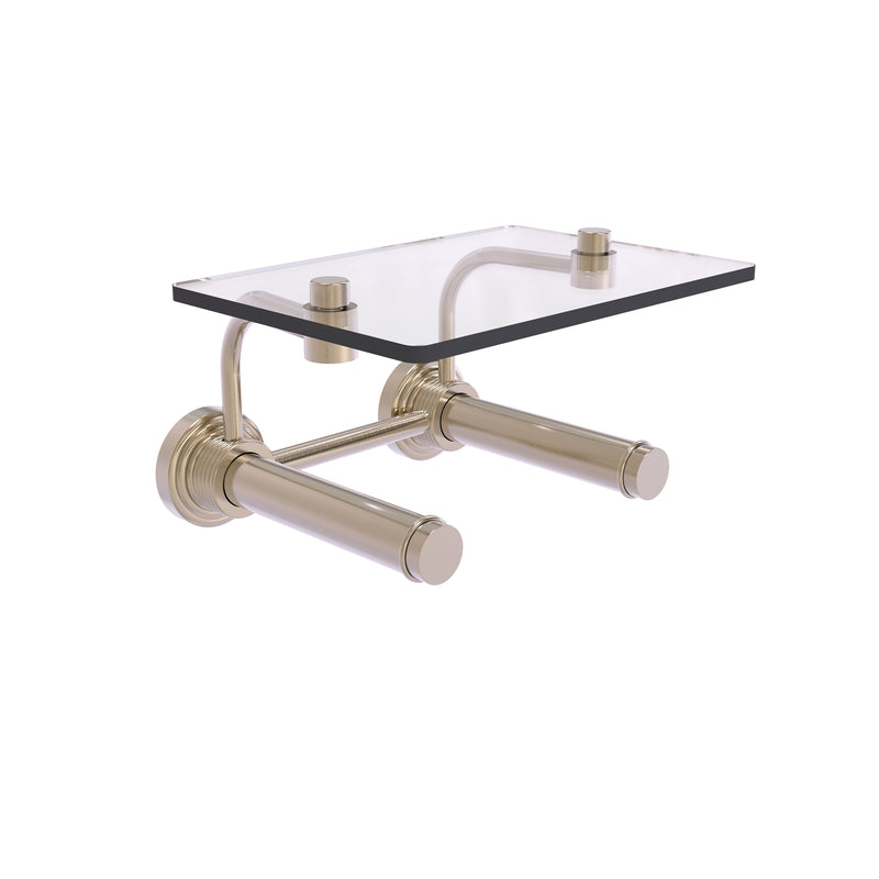 Waverly Place Collection 2 Roll Toilet Paper Holder with Glass Shelf