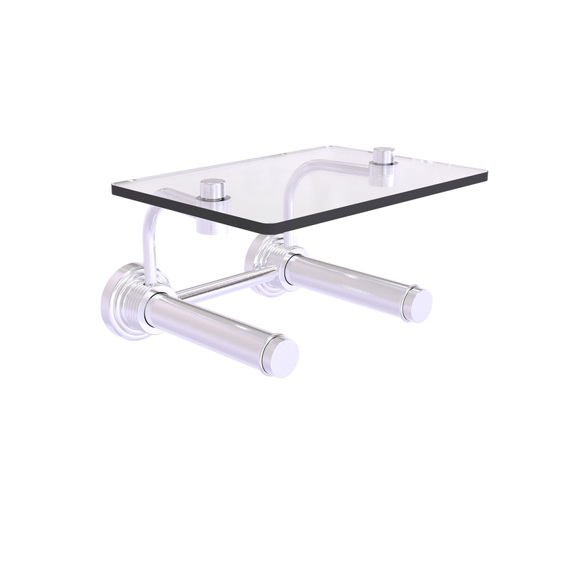 Waverly Place Collection 2 Roll Toilet Paper Holder with Glass Shelf