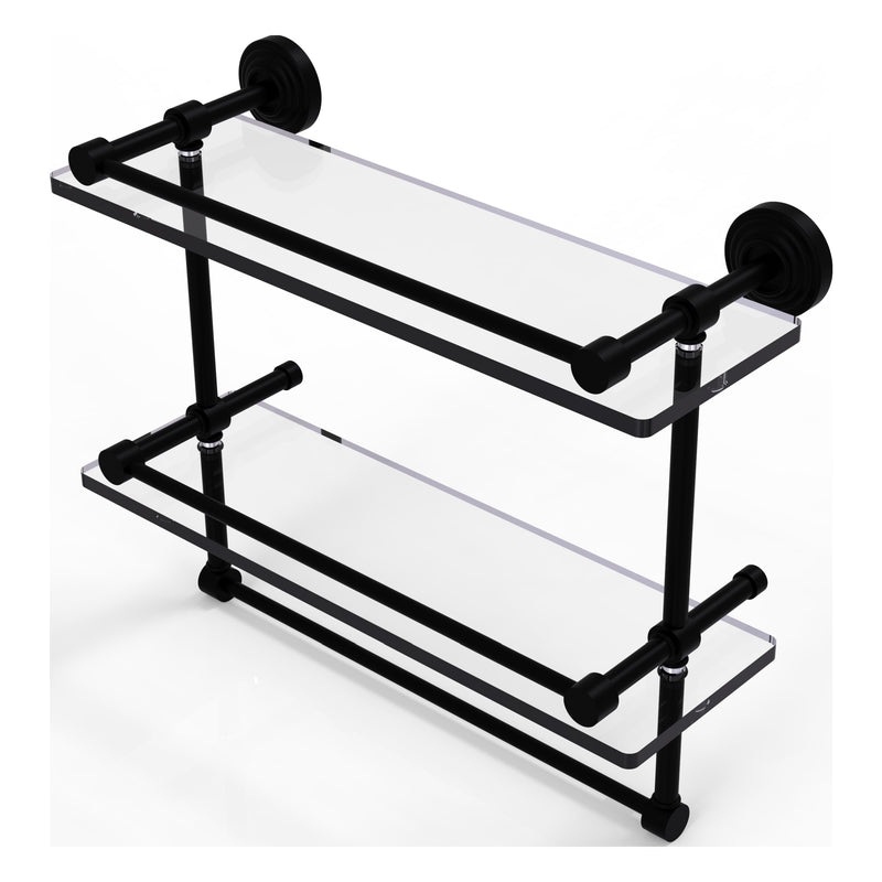 Waverly Place Collection Gallery Rail Double Glass Shelf with Towel Bar