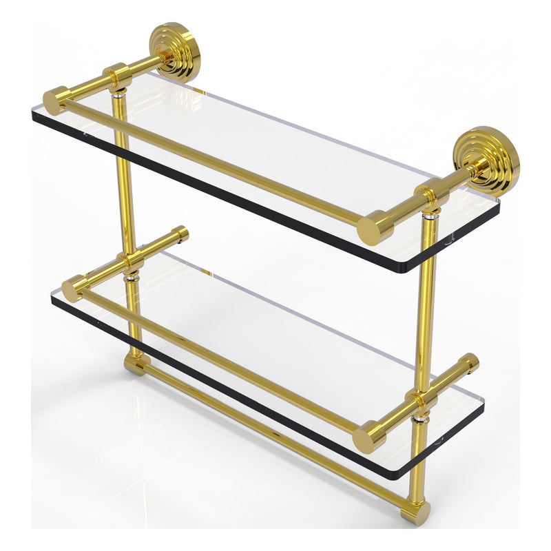 Waverly Place Collection Gallery Rail Double Glass Shelf with Towel Bar