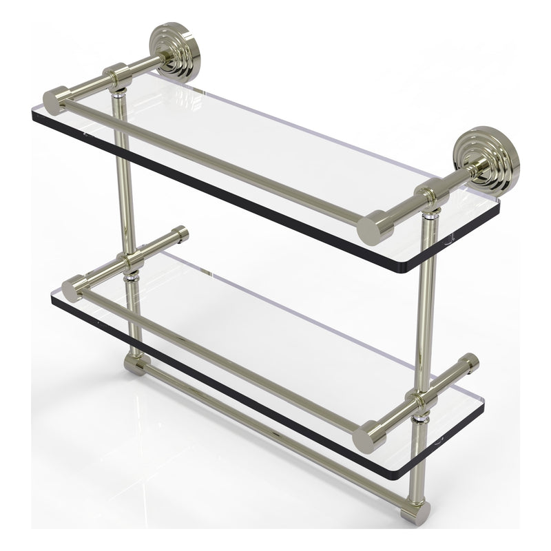 Waverly Place Collection Gallery Rail Double Glass Shelf with Towel Bar