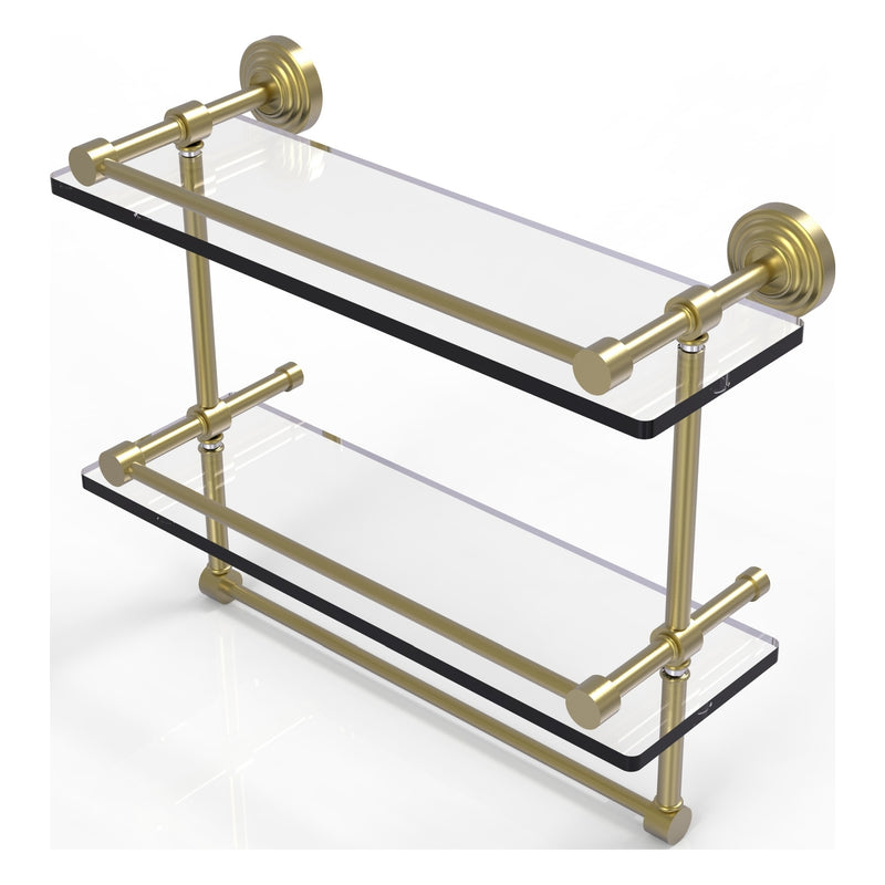 Waverly Place Collection Gallery Rail Double Glass Shelf with Towel Bar