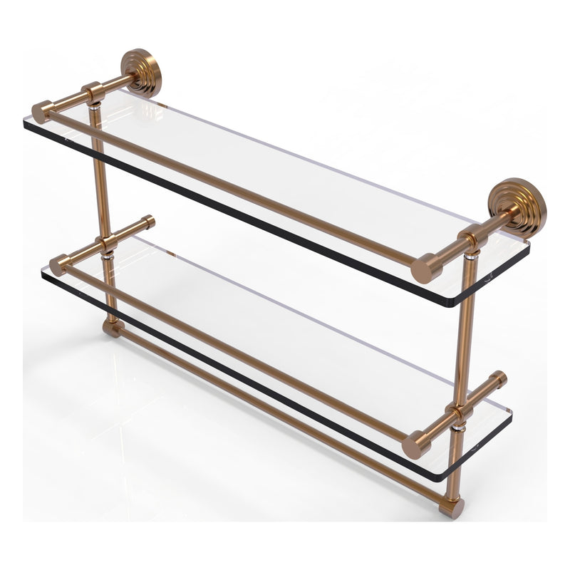 Waverly Place Collection Gallery Rail Double Glass Shelf with Towel Bar