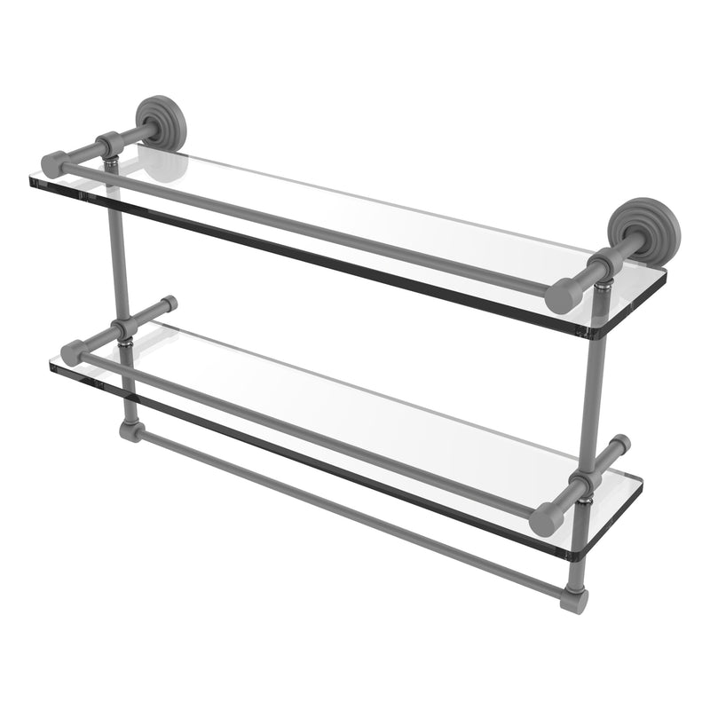 Waverly Place Collection Gallery Rail Double Glass Shelf with Towel Bar