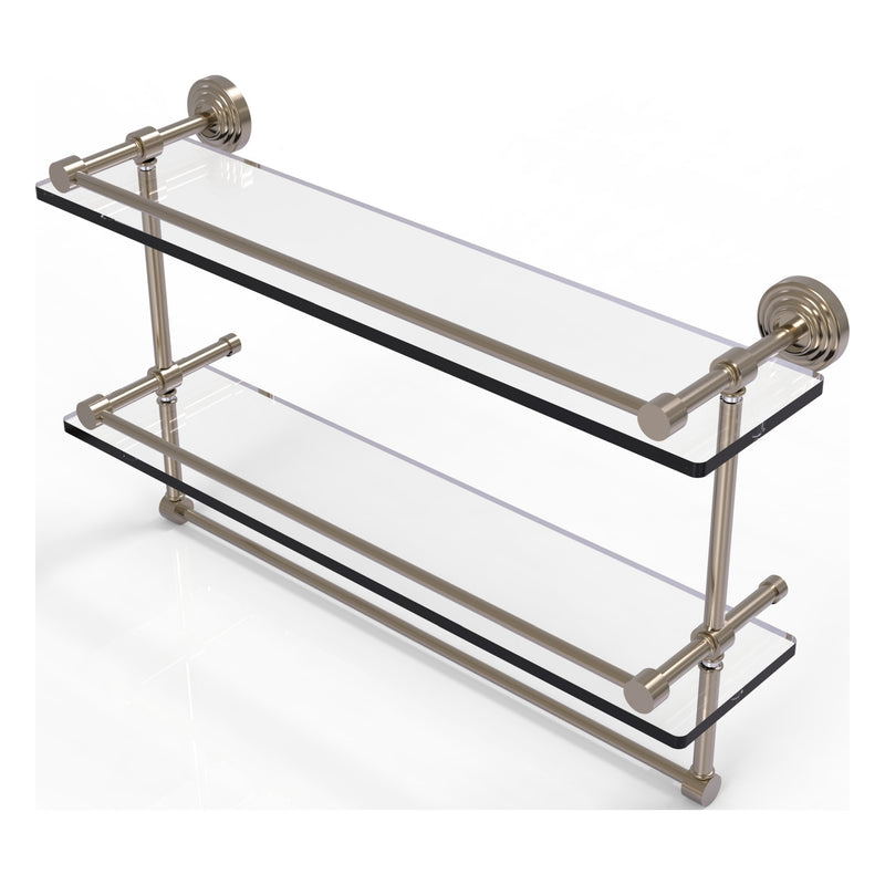 Waverly Place Collection Gallery Rail Double Glass Shelf with Towel Bar