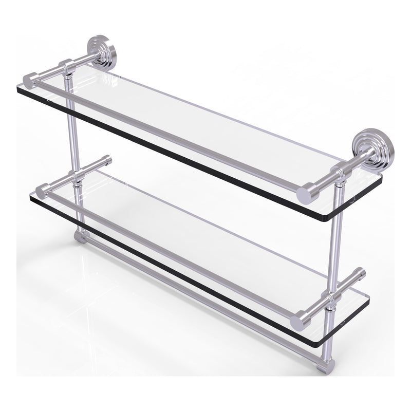 Waverly Place Collection Gallery Rail Double Glass Shelf with Towel Bar