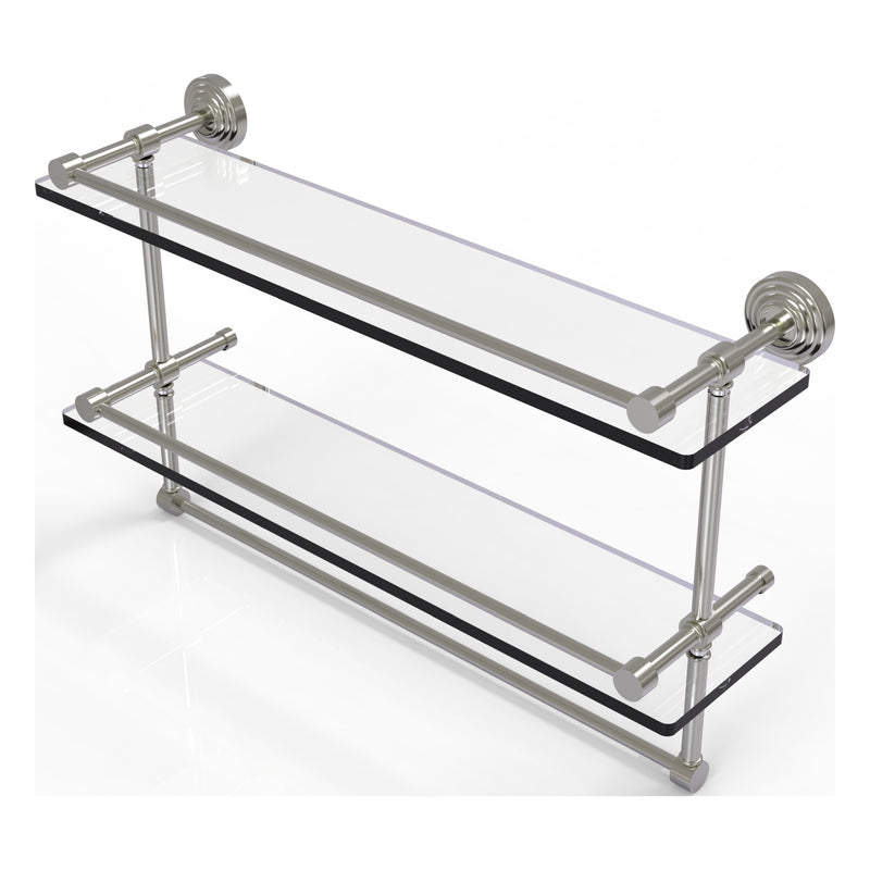 Waverly Place Collection Gallery Rail Double Glass Shelf with Towel Bar