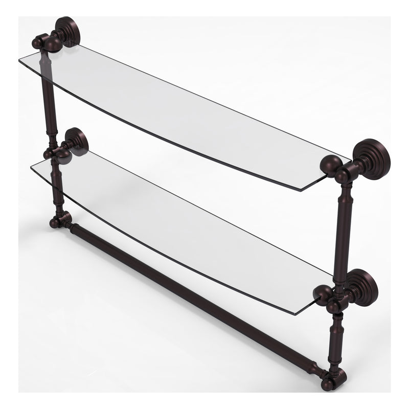 Waverly Place Collection Two Tiered Glass Shelf with Integrated Towel Bar