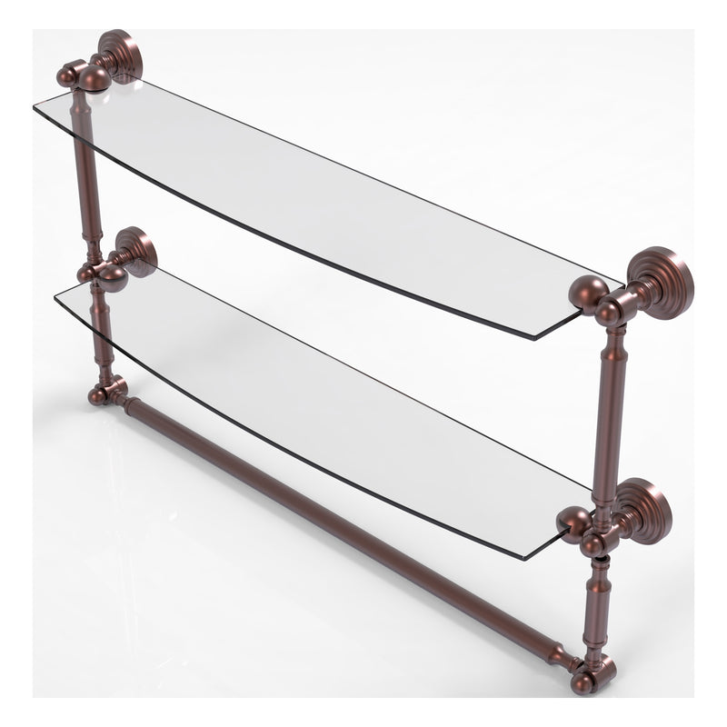 Waverly Place Collection Two Tiered Glass Shelf with Integrated Towel Bar