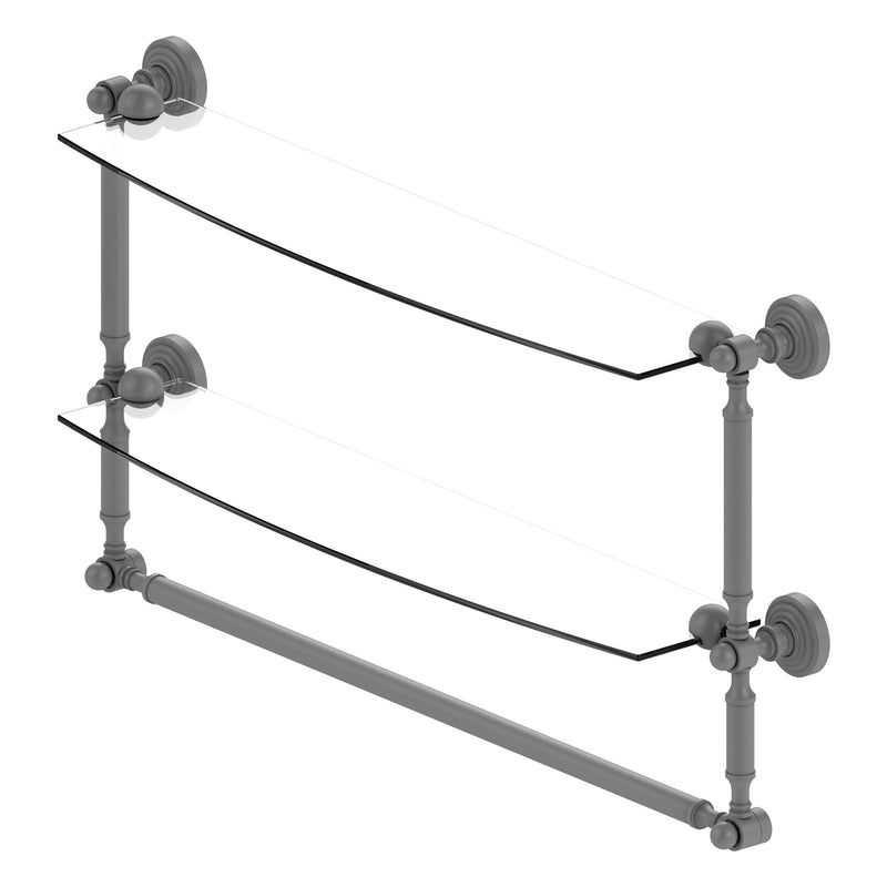 Waverly Place Collection Two Tiered Glass Shelf with Integrated Towel Bar