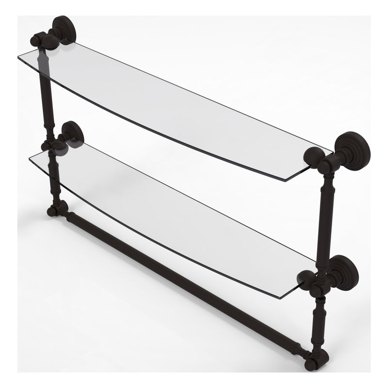 Waverly Place Collection Two Tiered Glass Shelf with Integrated Towel Bar